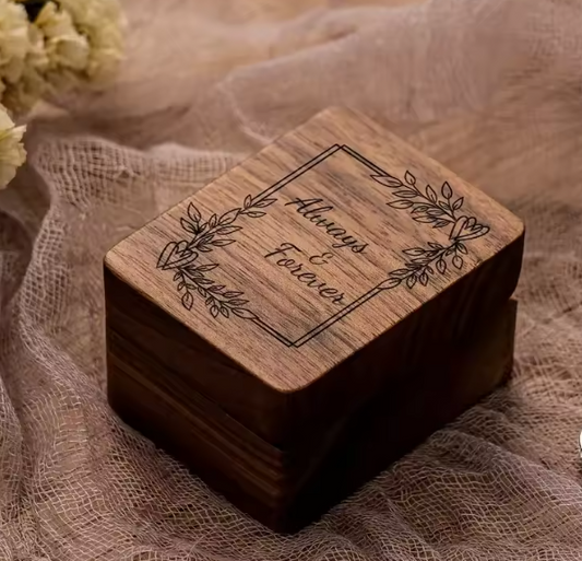 wooden trinity ring box for three rings jewelry gift