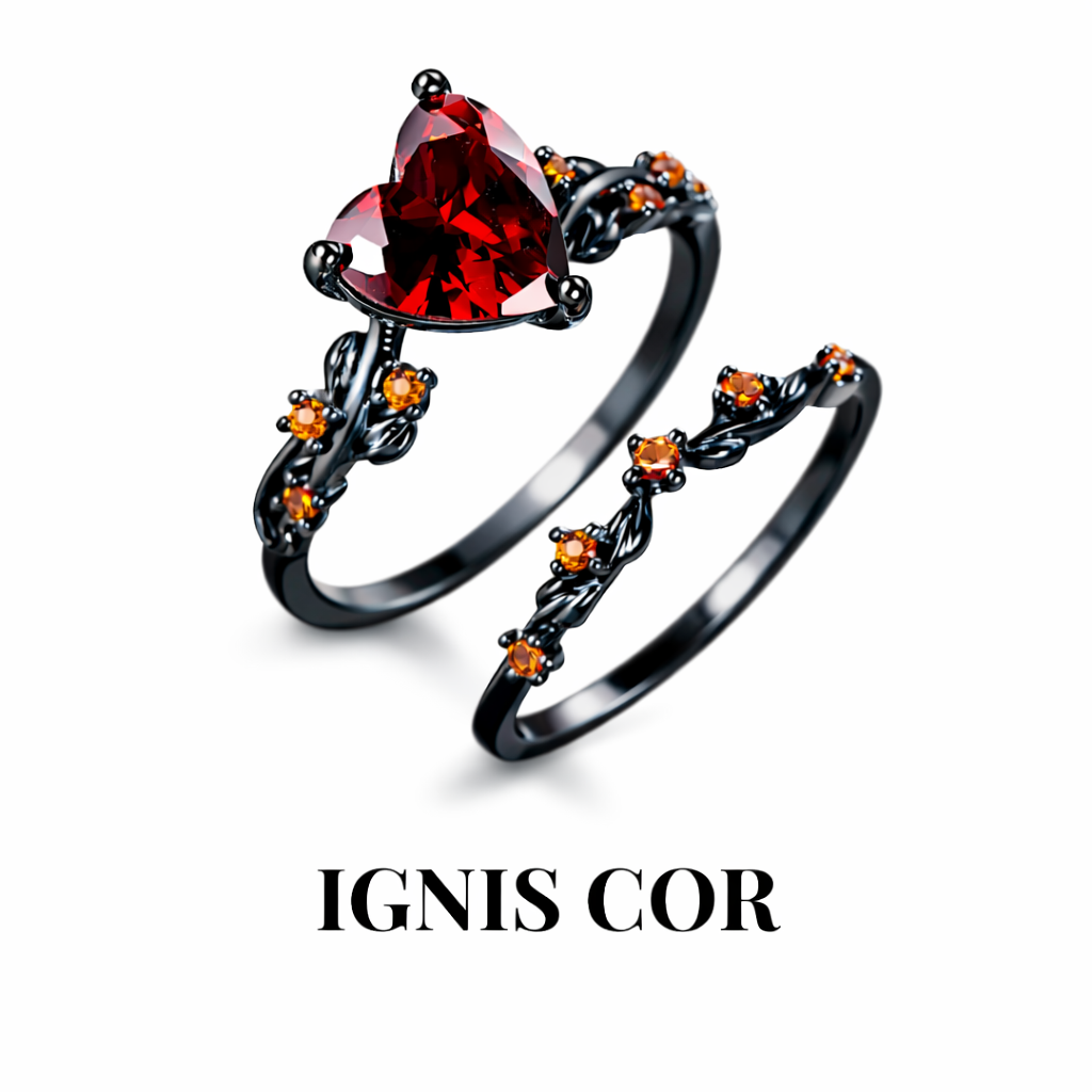 NOXARIS couples rings alternative dark full set view